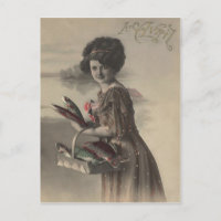 Victorian Woman Fish Poisson d'avril April Fool's