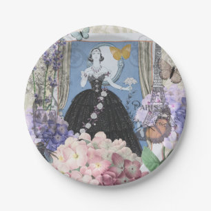 Victorian Woman Floral Fancy Gown  Paper Plate