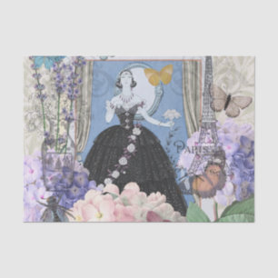 Victorian Woman Floral Fancy Gown  Tissue Paper