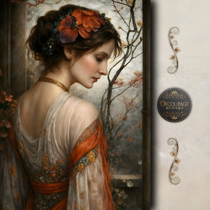 Victorian Woman Floral Soft Elegance Decopage Tissue Paper