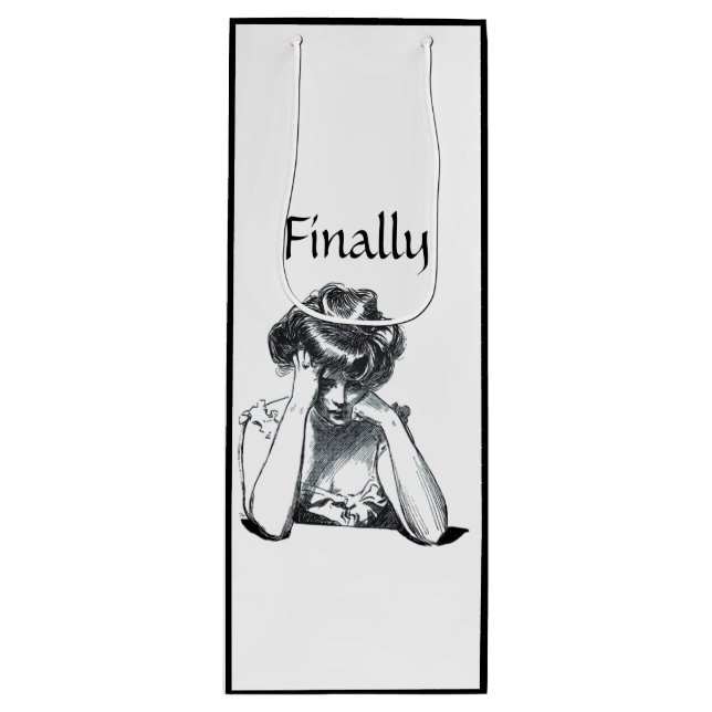 Victorian woman gibson girl I need a drink funny Wine Gift Bag (Front)