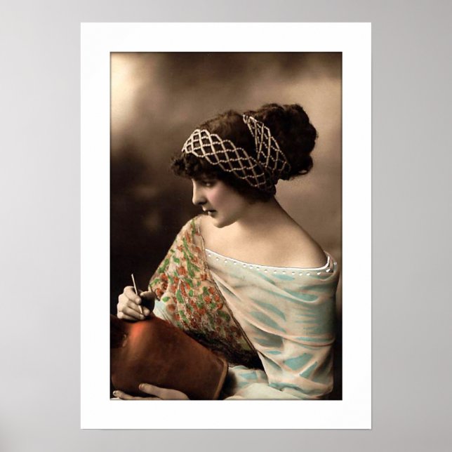 victorian woman hair up in beads poster (Front)