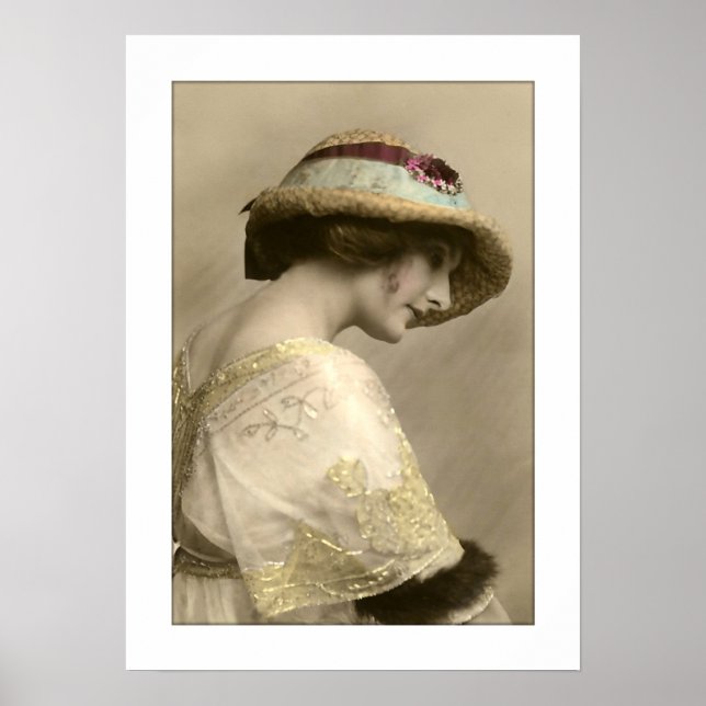 victorian woman hat beaded dress poster (Front)