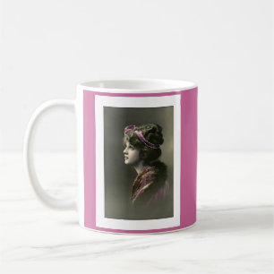 victorian woman hopeful expression coffee mug