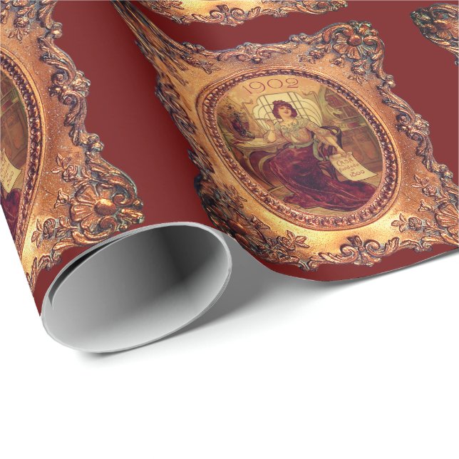 Victorian woman in elegant Victorian frame Wrapping Paper (Roll Corner)
