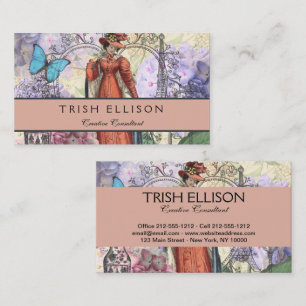 Victorian Woman in Red Colourful Fashion Business Card