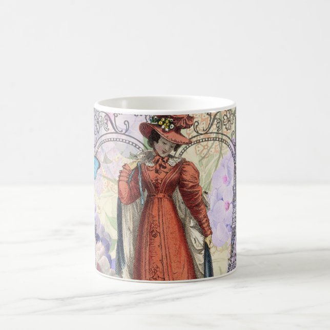 Victorian Woman in Red Colourful Fashion Coffee Mug (Center)