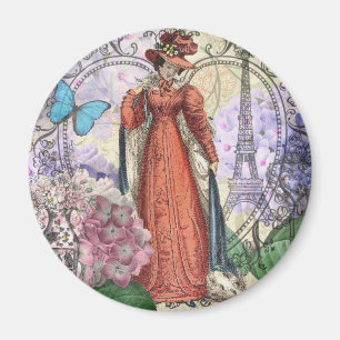 Victorian Woman in Red Colourful Fashion Magnet
