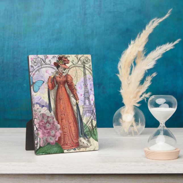 Victorian Woman in Red Colourful Fashion Plaque (Side)