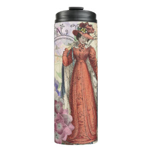 Victorian Woman in Red Colourful Fashion Thermal Tumbler