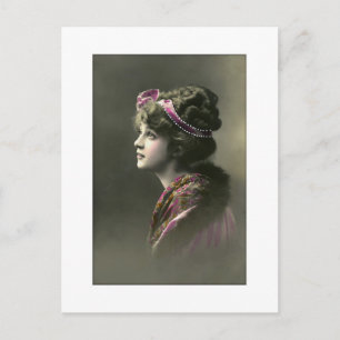 Victorian woman in with hopeful expression postcard