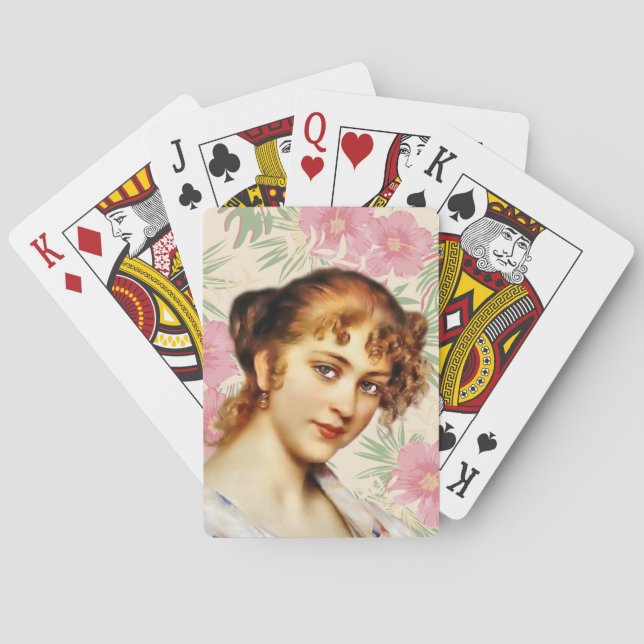 Victorian woman lady playing cards (Back)