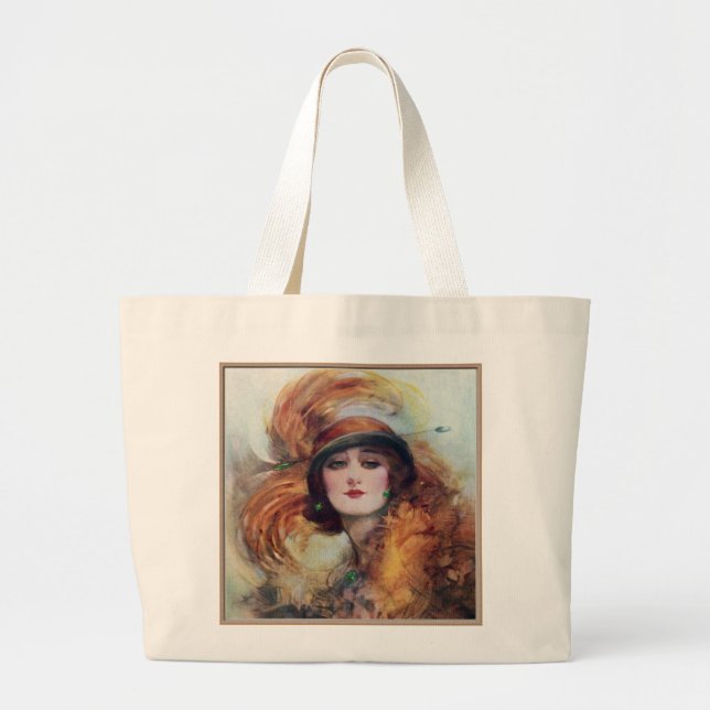 Victorian Woman Large Tote Bag (Front)