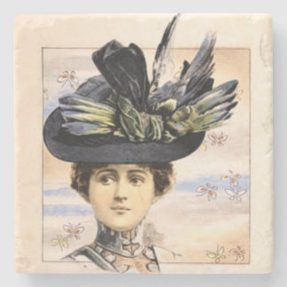 Victorian Woman on Japanese Paper Stone Coaster