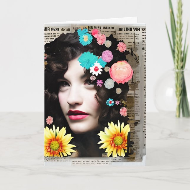 Victorian Woman Paper Collage | Funny Friendship Card (Front)