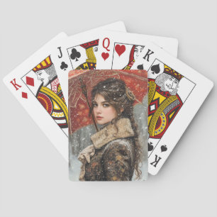 Victorian Woman Playing Cards