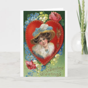 Victorian Woman Portrait Valentine's Day Card