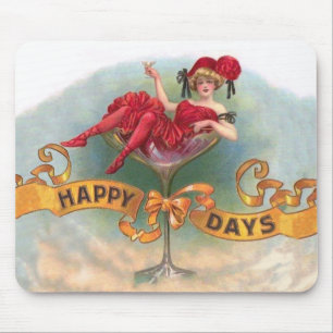 Victorian Woman Red Champagne Happy Mouse Pad