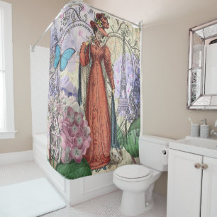 Victorian Woman Red Girl Classy Colourful Shower Curtain