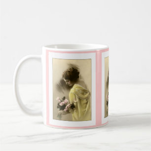 Victorian woman roses, romantic coffee mug