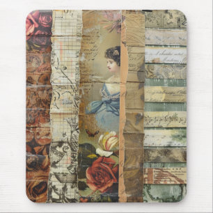 Victorian Woman Sepia Vintage Collage Mouse Pad