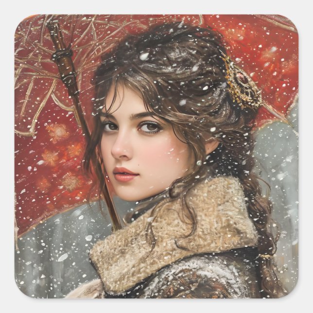 Victorian Woman Square Sticker (Front)