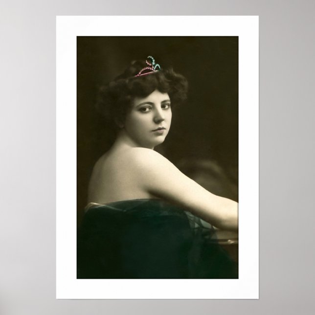 victorian woman tiara netting dress poster (Front)