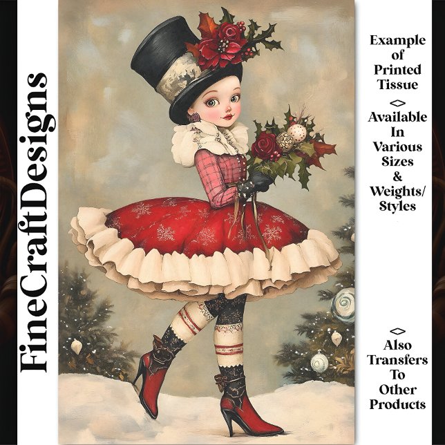 Victorian Woman, Top Hat, Flowers BD1R Decoupage Tissue Paper (Creator Uploaded)