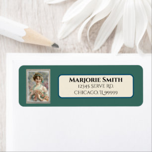 Victorian Woman w/ Roses Return Address Label