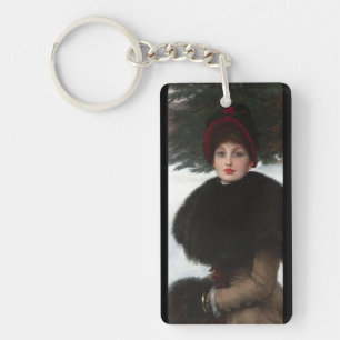 Victorian woman winter scene portrait elegant key ring