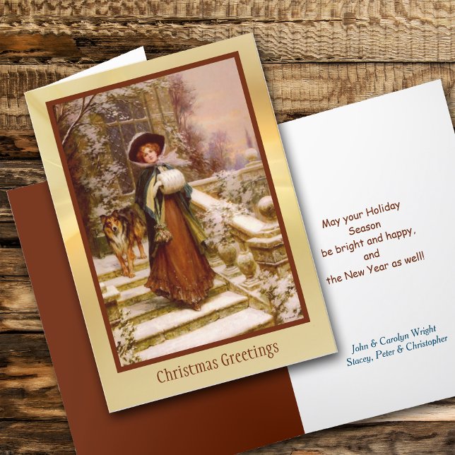 Victorian Woman with Collie Dog Christmas Card (Creator Uploaded)