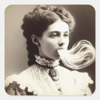 Victorian Woman with Ectoplasm Spiritualism Square Sticker