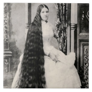 Victorian Woman with Long Hair Ceramic Tile