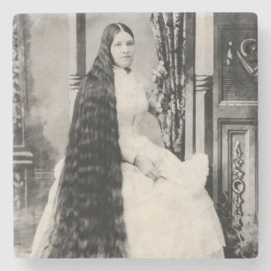 Victorian Woman with Long Hair Stone Coaster