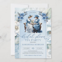 Victorian women navy and sage tea party Bridal