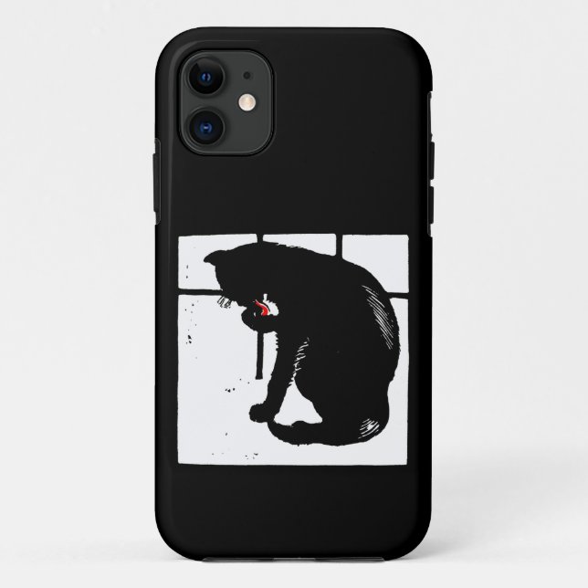 Victorian Wood Cut Black Cat Case-Mate iPhone Case (Back)