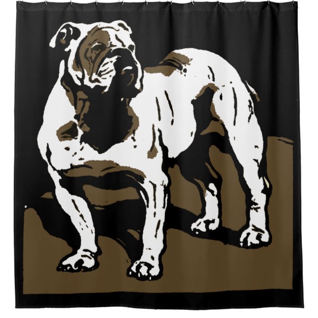 Victorian Woodcut Farm Animal Bulldog Shower Curtain (Front)