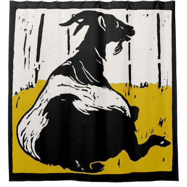 Victorian Woodcut Farm Animal Goats Shower Curtain (Front)