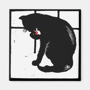 Victorian Woodcut Farm Animal Magnets Black Cat