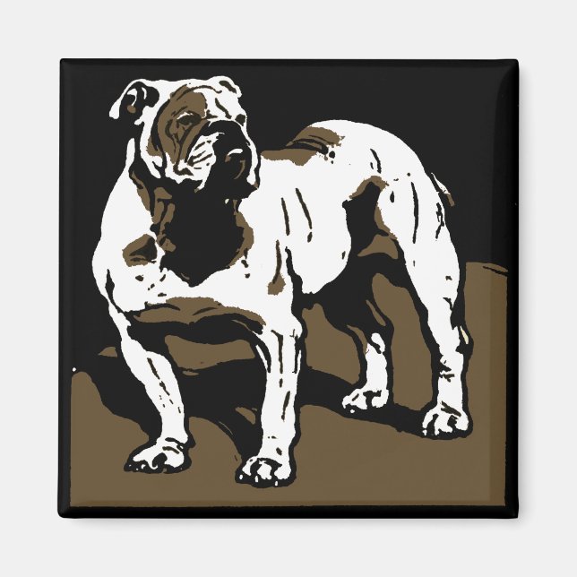 Victorian Woodcut Farm Animal Magnets Bulldog (Front)