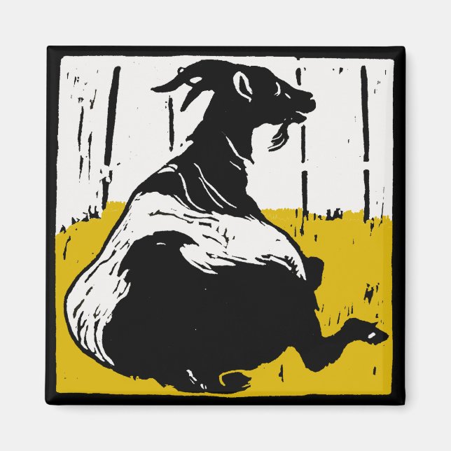 Victorian Woodcut Farm Animal Magnets Goats (Front)