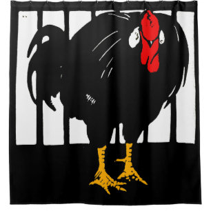 Victorian Woodcut Farm Animal Rooster Shower Curtain