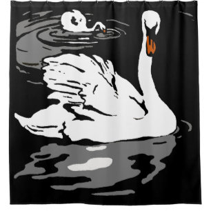 Victorian Woodcut Farm Animal Swans Shower Curtain