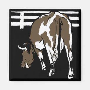 Victorian Woodcut Farm Animals Cows Magnet