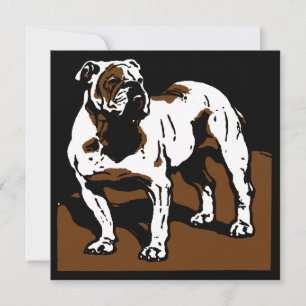 Victorian Woodcut Farm Animals English Bulldog Announcement