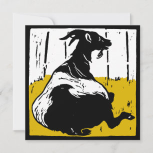 Victorian Woodcut Farm Animals Goats Announcement