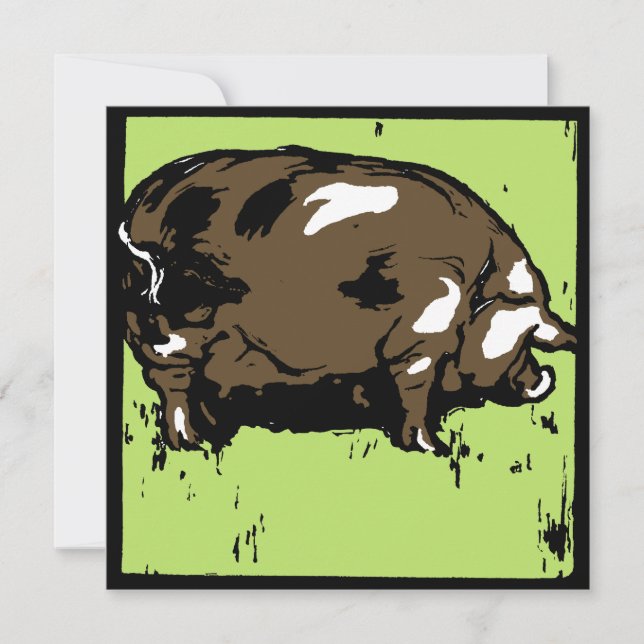 Victorian Woodcut Farm Animals Pigs Announcement (Front)
