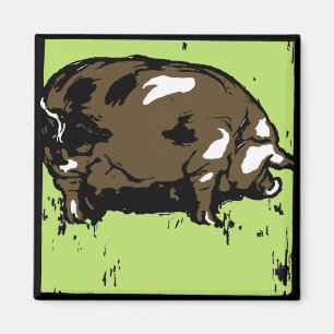 Victorian Woodcut Farm Animals Pigs Magnet