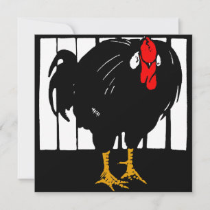 Victorian Woodcut Farm Animals Rooster Announcement