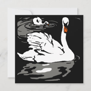 Victorian Woodcut Farm Animals Swans Announcement